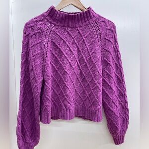 American Eagle Outfitters Purple Cable Knit Turtleneck Sweater